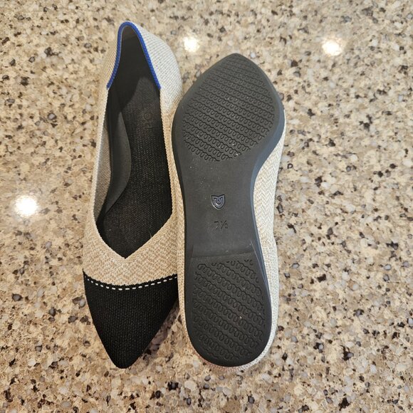 Rothy’s The Point II Cream Herringbone Size 7.5 Barely Used Flats - Picture 3 of 3